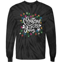 Christmas In July Lights Beach Vacation Summer Xmas Tie-Dye Long Sleeve Shirt