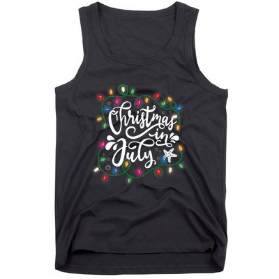 Christmas In July Lights Beach Vacation Summer Xmas Tank Top