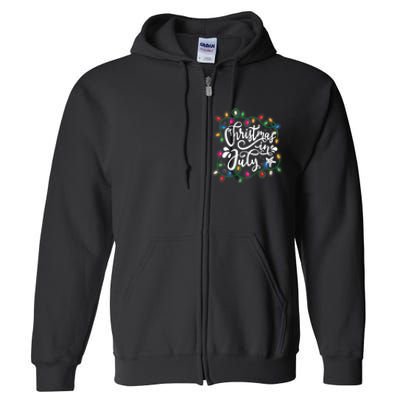 Christmas In July Lights Beach Vacation Summer Xmas Full Zip Hoodie