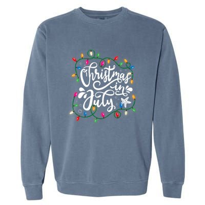 Christmas In July Lights Beach Vacation Summer Xmas Garment-Dyed Sweatshirt