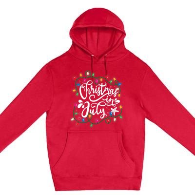 Christmas In July Lights Beach Vacation Summer Xmas Premium Pullover Hoodie