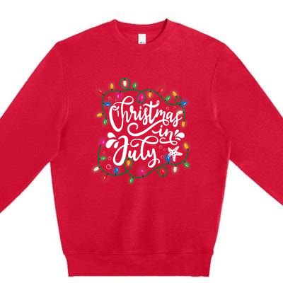 Christmas In July Lights Beach Vacation Summer Xmas Premium Crewneck Sweatshirt