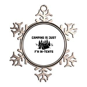 Camping Is Just F'n In Tents Metallic Star Ornament