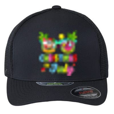 Christmas In July Funny Santa Surfing Summer Beach Vacation Flexfit Unipanel Trucker Cap