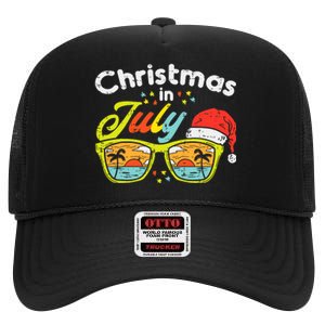 Christmas In July Sunglasses Santa Beach Summer Summer Xmas High Crown Mesh Back Trucker Hat