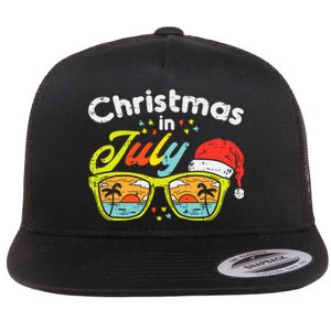 Christmas In July Sunglasses Santa Beach Summer Summer Xmas Flat Bill Trucker Hat