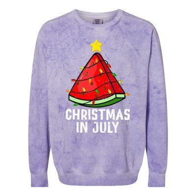 Christmas In July Watermelon Summer Beach Vacation Colorblast Crewneck Sweatshirt