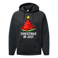 Christmas In July Watermelon Summer Beach Vacation Performance Fleece Hoodie