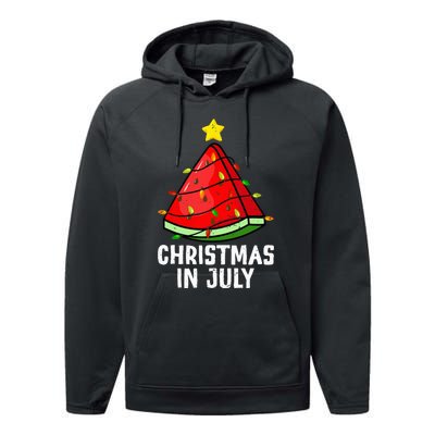 Christmas In July Watermelon Summer Beach Vacation Performance Fleece Hoodie