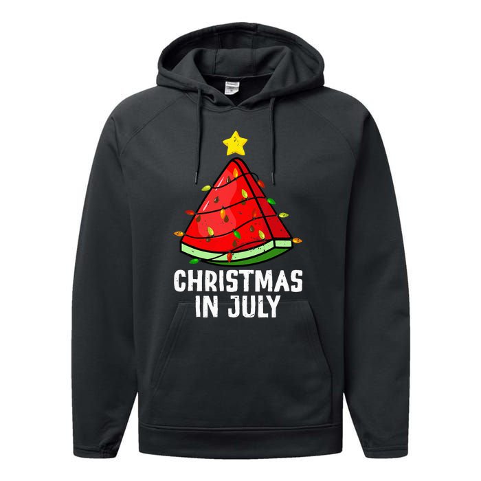 Christmas In July Watermelon Summer Beach Vacation Performance Fleece Hoodie