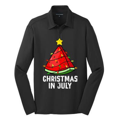 Christmas In July Watermelon Summer Beach Vacation Silk Touch Performance Long Sleeve Polo