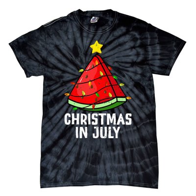 Christmas In July Watermelon Summer Beach Vacation Tie-Dye T-Shirt