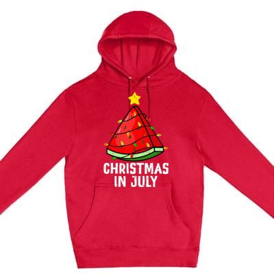 Christmas In July Watermelon Summer Beach Vacation Premium Pullover Hoodie