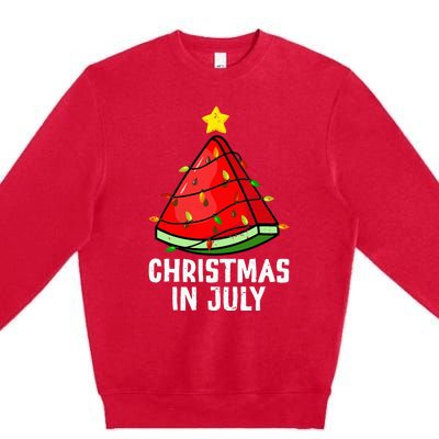 Christmas In July Watermelon Summer Beach Vacation Premium Crewneck Sweatshirt