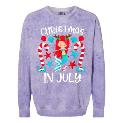 Christmas In July Cute Mermaid Summer Vacation Colorblast Crewneck Sweatshirt