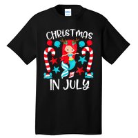 Christmas In July Cute Mermaid Summer Vacation Tall T-Shirt