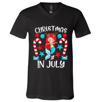 Christmas In July Cute Mermaid Summer Vacation V-Neck T-Shirt