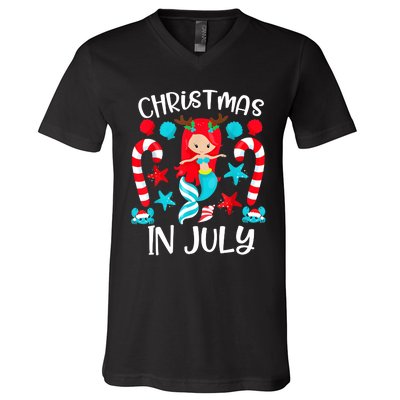 Christmas In July Cute Mermaid Summer Vacation V-Neck T-Shirt