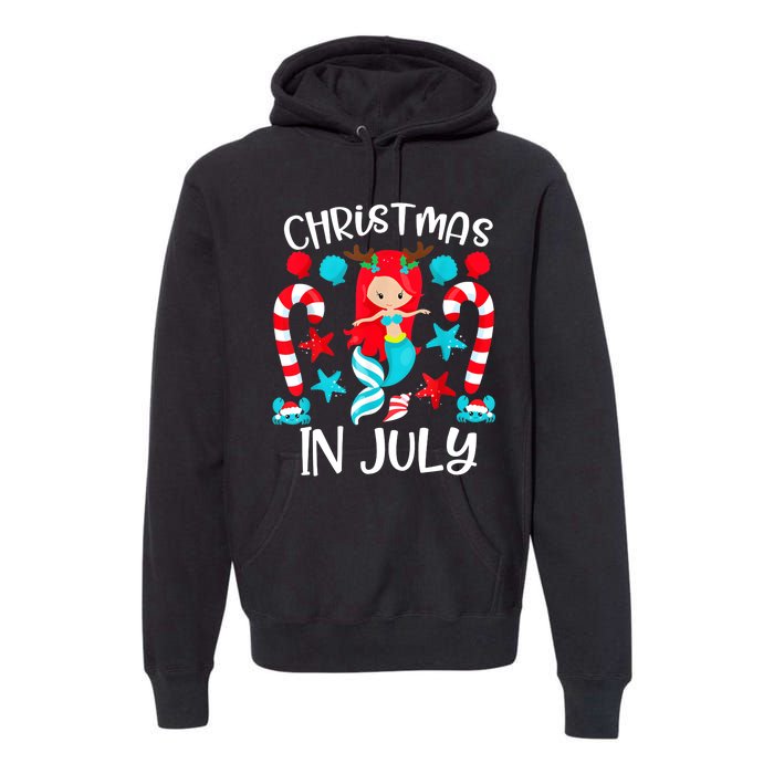 Christmas In July Cute Mermaid Summer Vacation Premium Hoodie