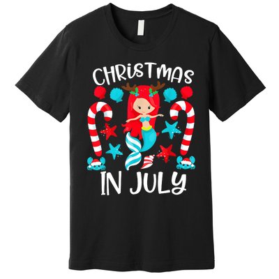 Christmas In July Cute Mermaid Summer Vacation Premium T-Shirt