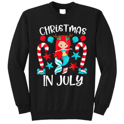 Christmas In July Cute Mermaid Summer Vacation Tall Sweatshirt