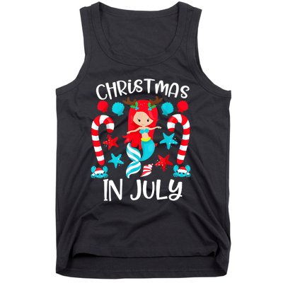 Christmas In July Cute Mermaid Summer Vacation Tank Top