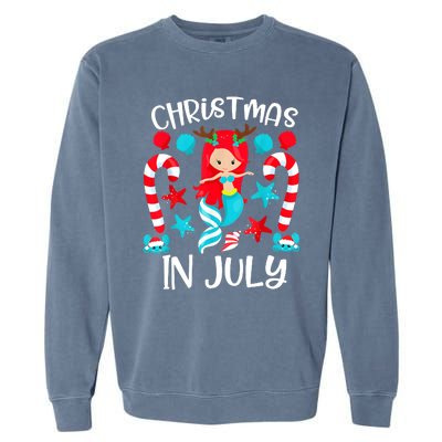 Christmas In July Cute Mermaid Summer Vacation Garment-Dyed Sweatshirt