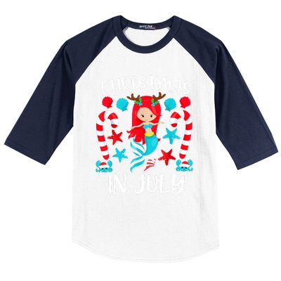 Christmas In July Cute Mermaid Summer Vacation Baseball Sleeve Shirt