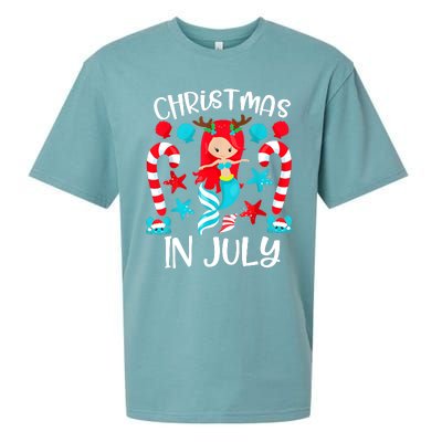 Christmas In July Cute Mermaid Summer Vacation Sueded Cloud Jersey T-Shirt