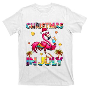 Christmas In July Flamingo Beach Summer Hawaii T-Shirt