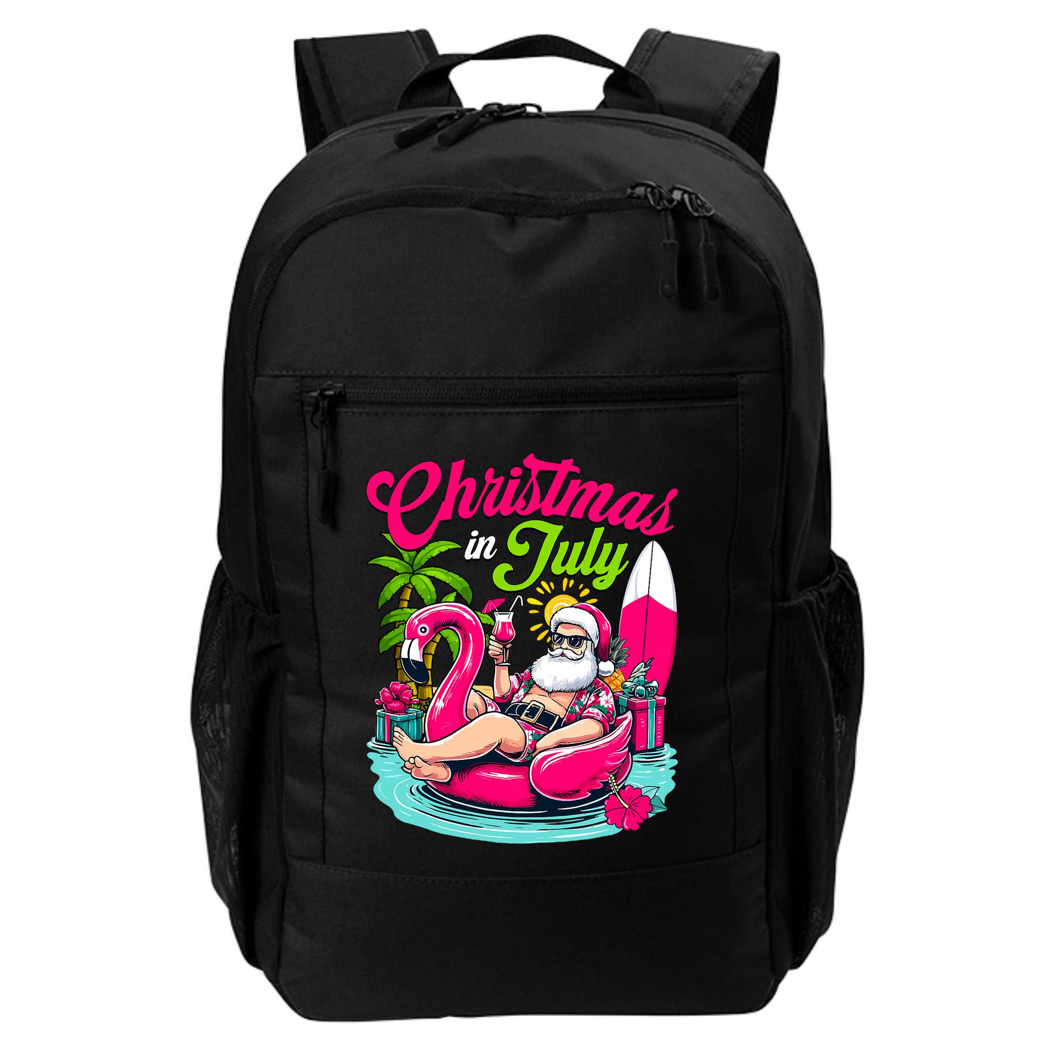 Christmas In July Hawaiian Santa Claus Beach Summer Vacation Backpack