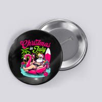 Christmas In July Hawaiian Santa Claus Beach Summer Vacation Button
