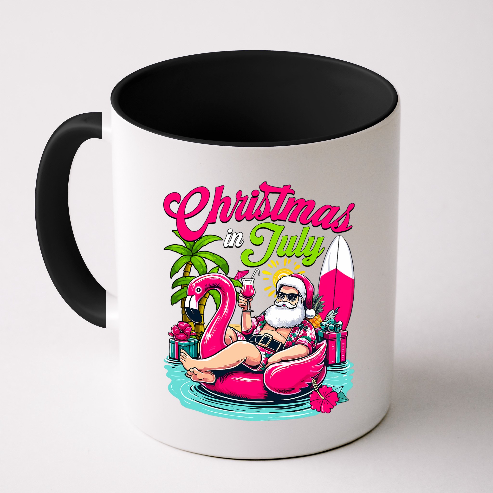 Christmas In July Hawaiian Santa Claus Beach Summer Vacation Mug