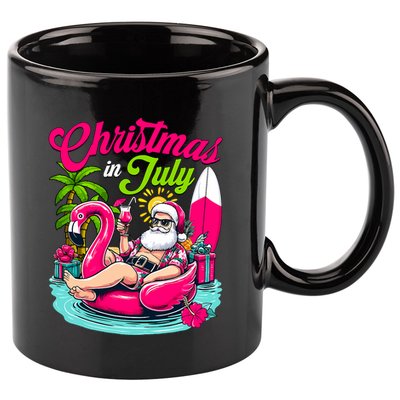 Christmas In July Hawaiian Santa Claus Beach Summer Vacation 11oz C Handle Ceramic Mug