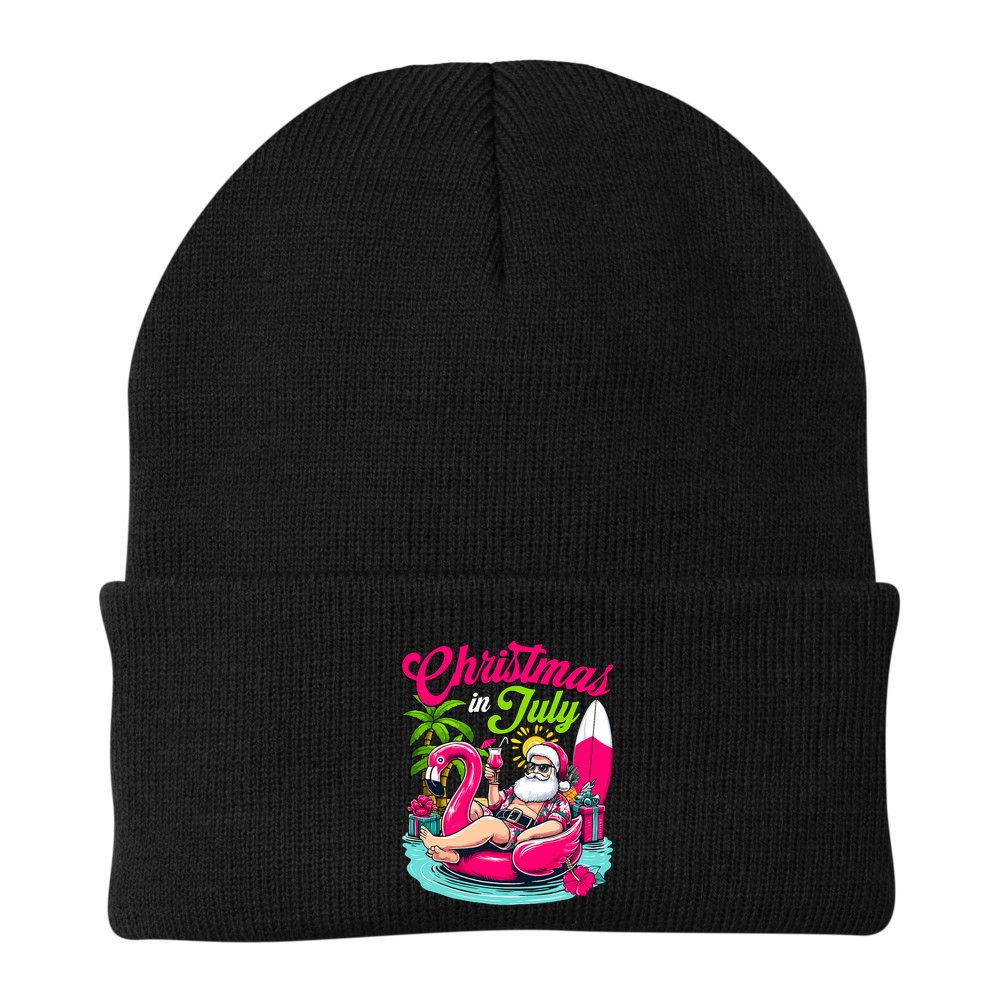 Christmas In July Hawaiian Santa Claus Beach Summer Vacation Beanie