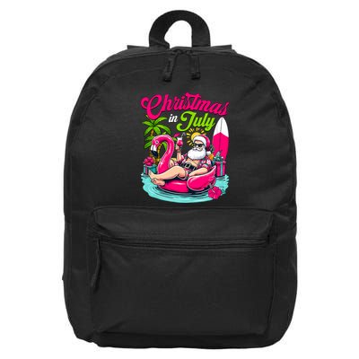 Christmas In July Hawaiian Santa Claus Beach Summer Vacation 16 in Basic Backpack