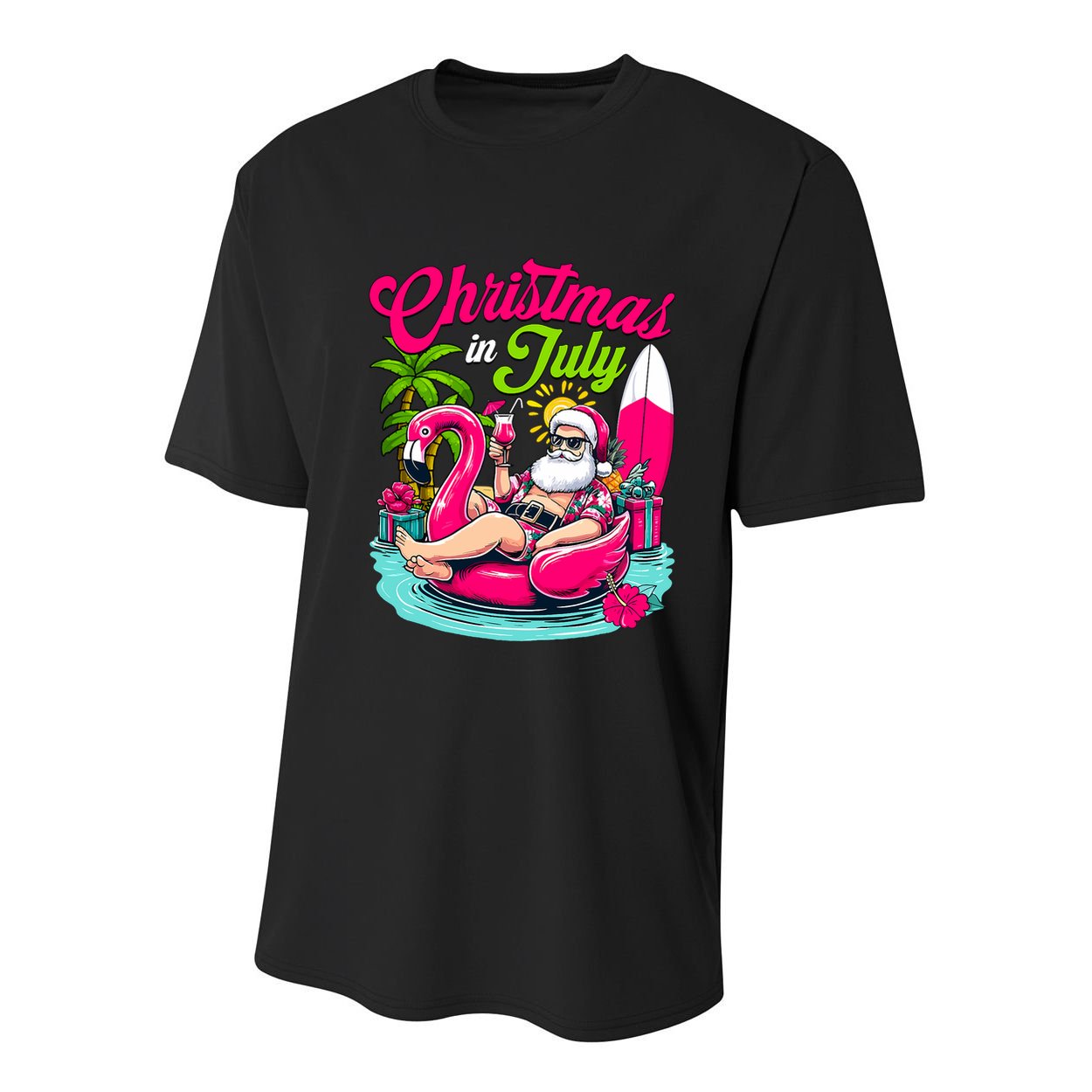 Christmas In July Hawaiian Santa Claus Beach Summer Vacation Youth Performance Sprint T-Shirt