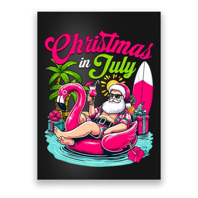 Christmas In July Hawaiian Santa Claus Beach Summer Vacation Poster