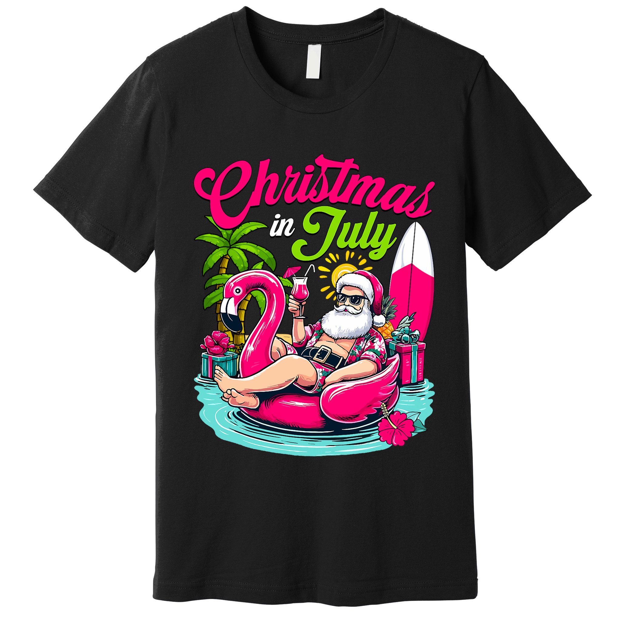 Christmas In July Hawaiian Santa Claus Beach Summer Vacation Premium T-Shirt