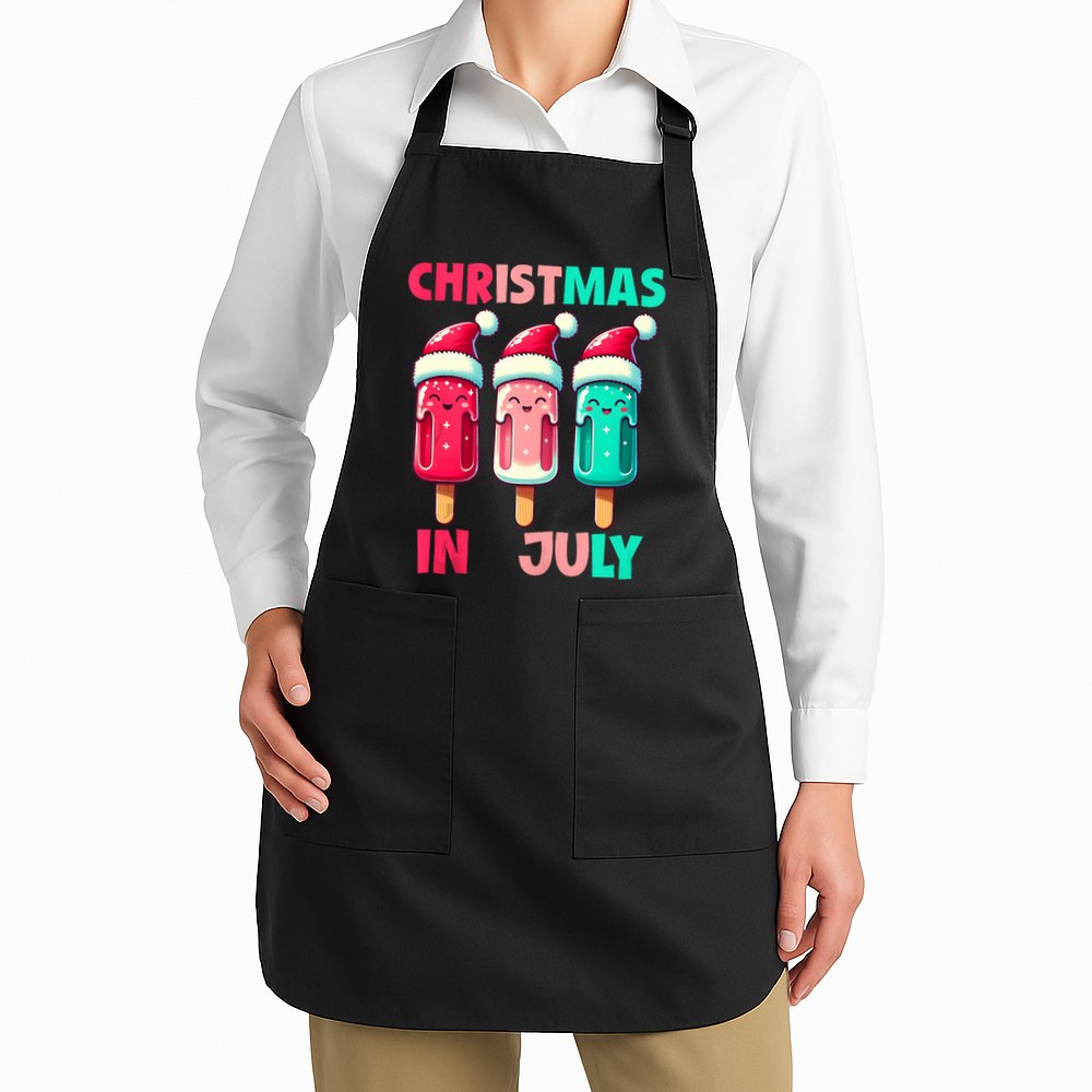 Christmas In July Ice Pops In Santa Hat Cute Apron