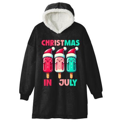 Christmas In July Ice Pops In Santa Hat Cute Hooded Wearable Blanket