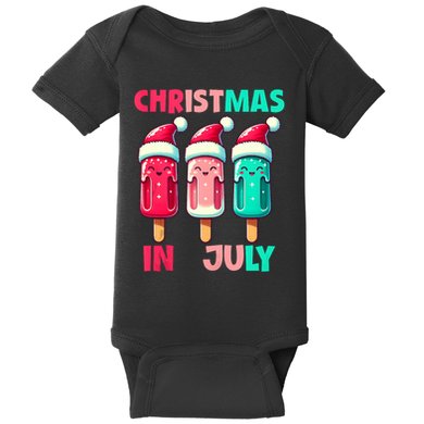Christmas In July Ice Pops In Santa Hat Cute Baby Bodysuit