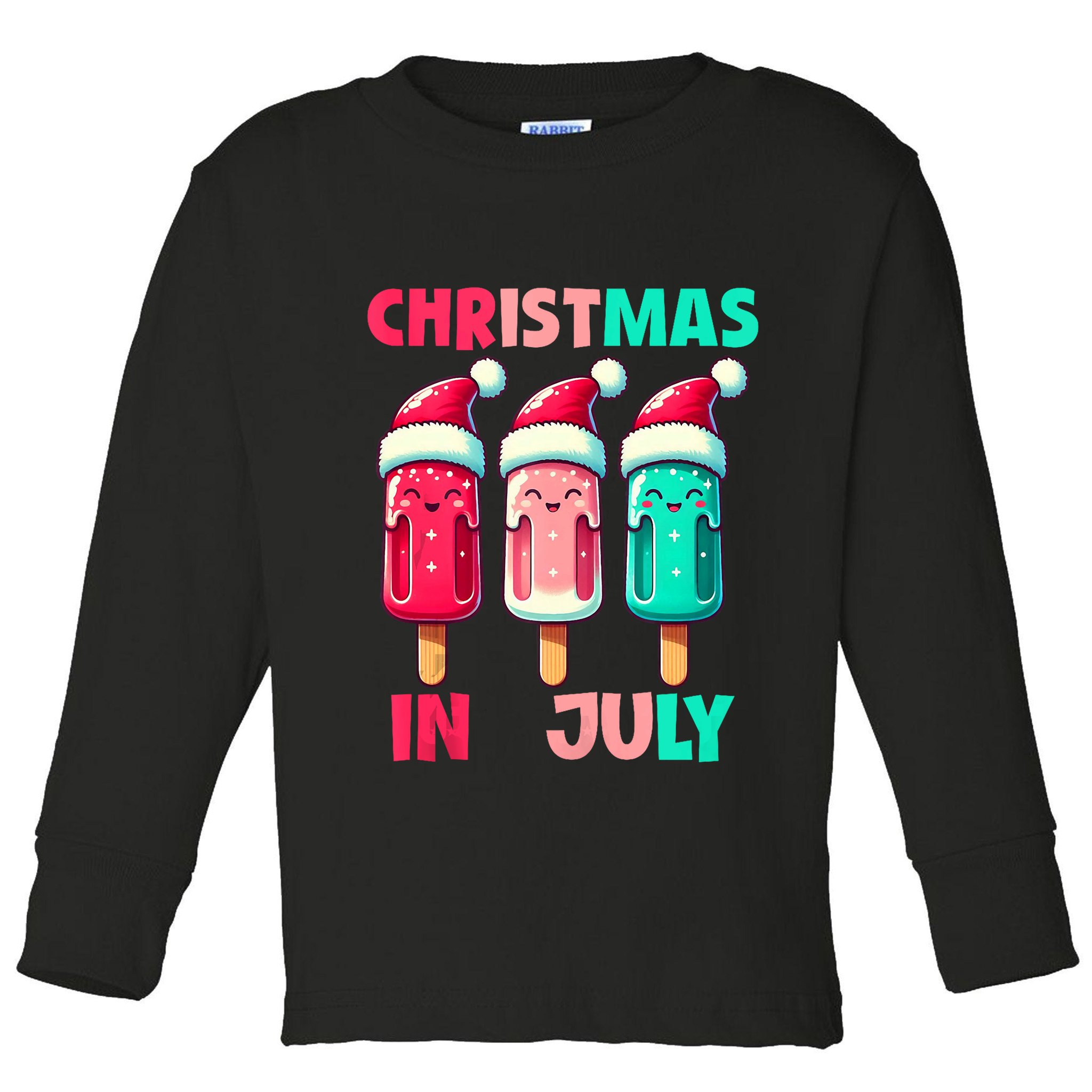 Christmas In July Ice Pops In Santa Hat Cute Toddler Long Sleeve Shirt