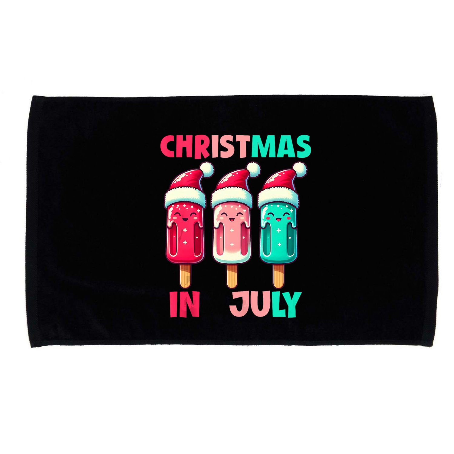 Christmas In July Ice Pops In Santa Hat Cute Microfiber Hand Towel