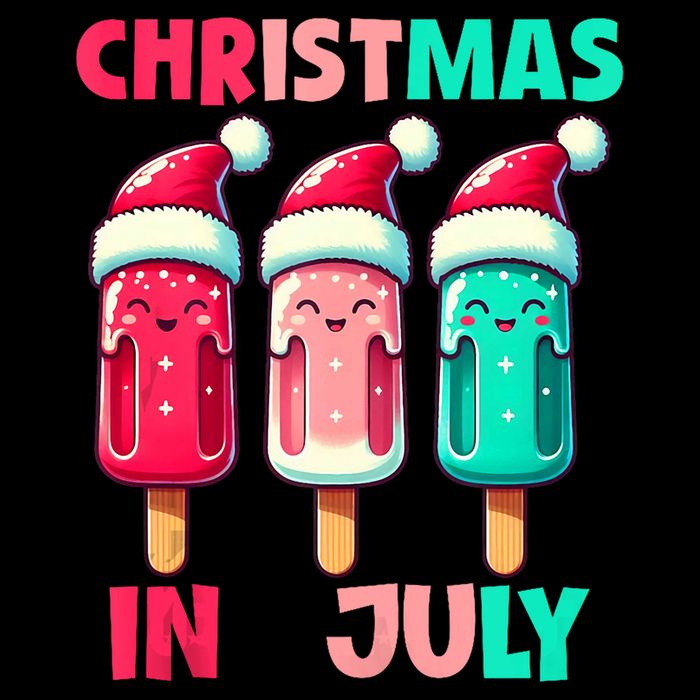 Christmas In July Ice Pops In Santa Hat Cute Women's Crop Top Tee