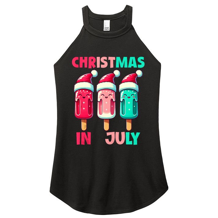 Christmas In July Ice Pops In Santa Hat Cute Women's Perfect Tri Rocker Tank