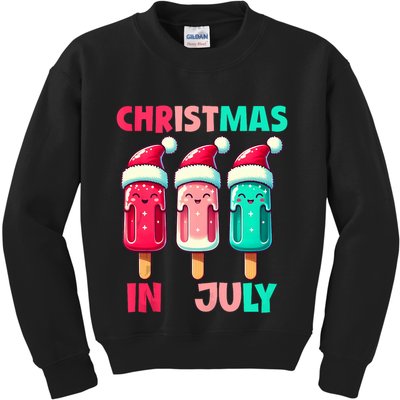 Christmas In July Ice Pops In Santa Hat Cute Kids Sweatshirt