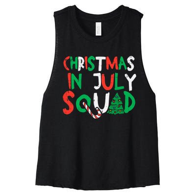 Christmas In July Squad Funny Summer Xmas Women's Racerback Cropped Tank