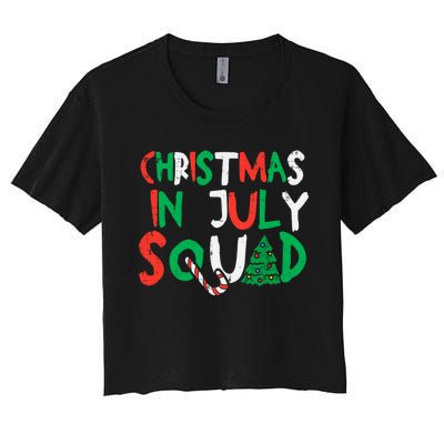 Christmas In July Squad Funny Summer Xmas Women's Crop Top Tee