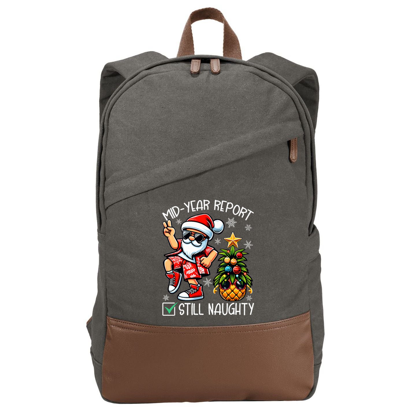 Christmas In July Mid Year Report Still Naughty Funny Cotton Canvas Backpack